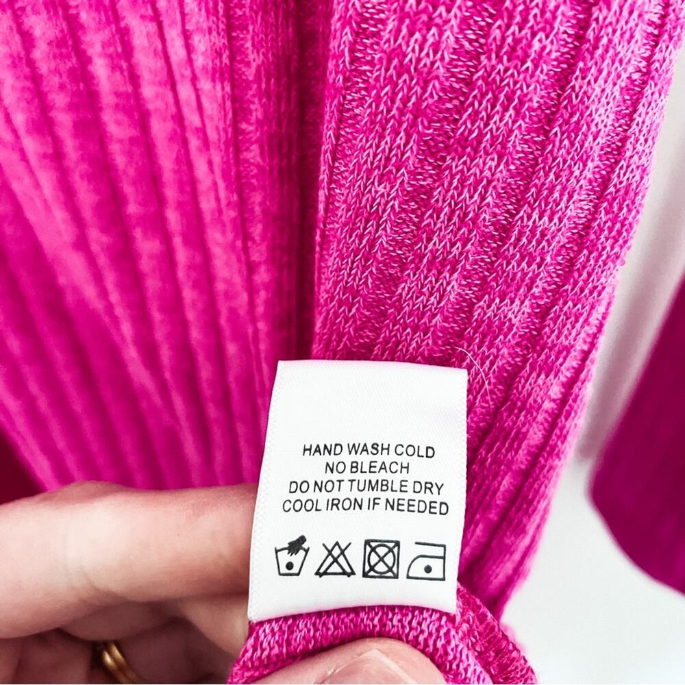 NWT Lovers + Friends Naomi Raspberry Pink Ribbed Long Sleeve Midi Dress - Picture 4 of 6